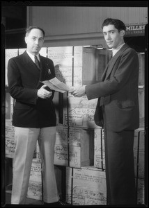 Shipment of batteries to Canada, Los Angeles, CA, 1934