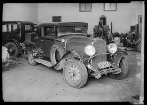 Oldsmobile coach--license IN8461, Chrysler coupe--2R9853, Shultz, assured, Southern California, 1934