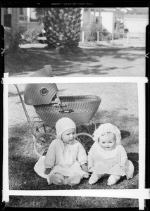 Baby Eleanor & doll & carriage, Southern California, 1931