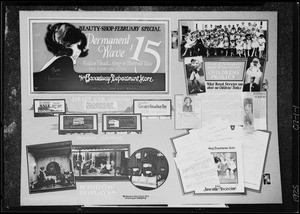 Copies of advertising displays, Broadway Department Store, Southern California, 1925