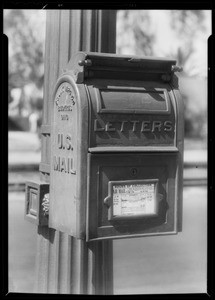 U.S. mail box, Southern California, 1931