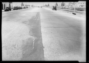 Intersection & skid marks at 9th Street & Goodrich Street, Southern California, 1932