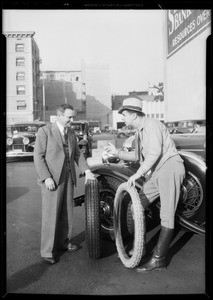 Ken Murray & tires, Southern California, 1932