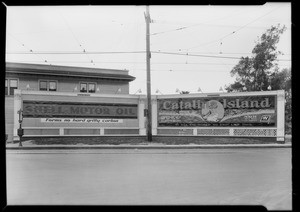 Signboards at East Washington Boulevard and Maple Avenue, Los Angeles, CA, 1929