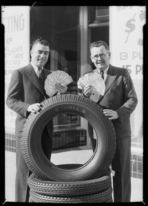 Regan & Mosher with football tickets, Southern California, 1932