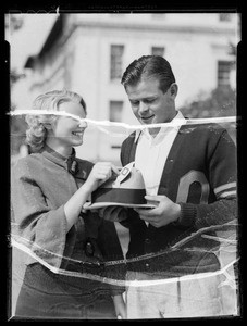 Shell hat tags at Occidental and USC, Los Angeles, CA, 1935