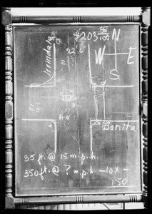 Blackboard showing intersection of Bonita and Irwindale, Southern California, 1932