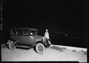 Chevy at night from Hollywood Hills, Los Angeles, CA, 1926