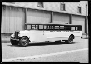 Arroyo Grande High School bus, Southern California, 1931