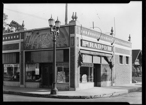 Exterior of La Pla radio store, Southern California, 1930