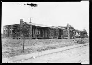 Leimert Park apartment houses under construction, Los Angeles, CA, 1928