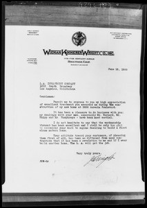 Copy of letter from J.C. Wright, Southern California, 1929