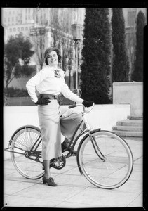 Bicycle riding habit, Southern California, 1932