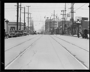 Intersection, East 7th Street and Mateo Street, Los Angeles, CA, 1933