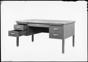 Desk, showing drawers, Steel Furniture Manufacturing Company, Southern California, 1930