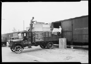 Loading truck for Bakersfield, Southern California, 1928