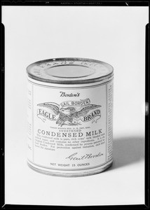 Package and cans of Borden's products, Southern California, 1934