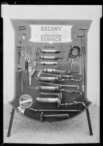 Socony lubricating tool board, Southern California, 1931