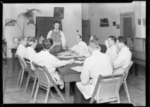 Instructors in library room, Southern California, 1930