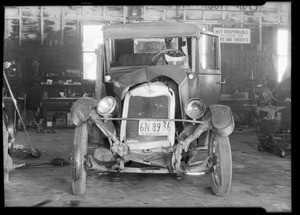 Chevrolet belonging to Mr. Soto Los Nietos and Ford belonging to J.H. Elliott, Whittier, Elliott assured, Southern California, 1932