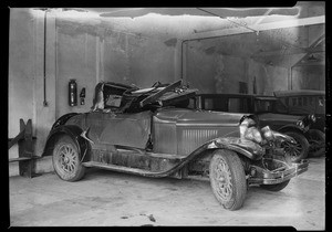 Wrecked Cadillac, McNealy Auto Works, Southern California, 1927