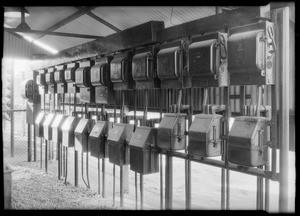 Bank of switches at Richfield plant, Diamond D. Electric, Southern California, 1931