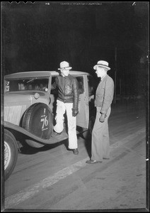 Night scenes at Ascot oil test run, Southern California, 1933