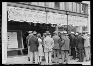 Crowd around Marmon chassis, Southern California, 1926