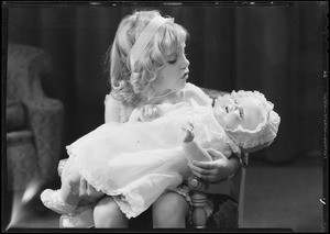 Doll with Mary Alice, car, & wagon with Donald Carter, Southern California, 1931