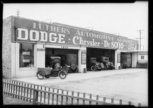 Interiors and exteriors of garage, 1212 West Slauson Avenue, Los Angeles, CA, 1932