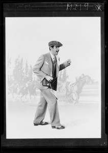 Copy composite, race horses and man, Southern California, 1929