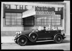 Lincoln in front of Hi-Hat Cafe, Southern California, 1930