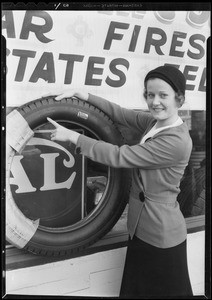 New tires at warehouse store, East 9th Street & North Alameda Street, Azusa, CA, 1931