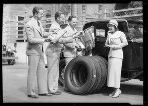 Publicity for 1% premium on tires, Southern California, 1932