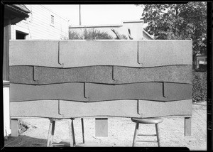 Sample new shingle on board, Southern California, 1929