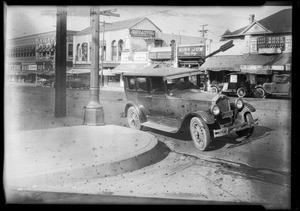 Car & curb, West 7th Street and South Westlake Avenue, Los Angeles, CA, 1928