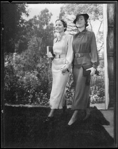 Snow outfit and college fashions, Southern California, 1934