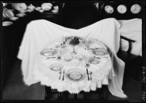 Tableware shots for topics, Miss Cochran, Southern California, 1926