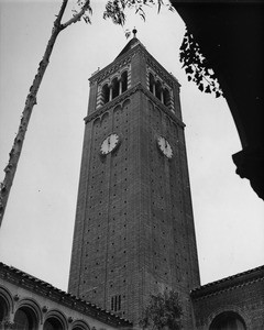 Clock tower on Mudd Hall on the University of Southern California (USC) campus