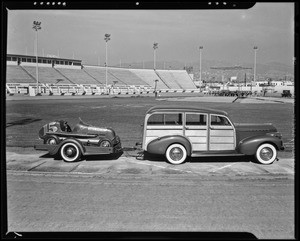 "Packard Bell Radio special" on trailer for Harry Stevens, Southern California, 1940