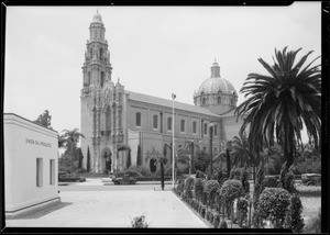 Pumps and St. Vincents Church, West Adams Boulevard and South Figueroa Street, Los Angeles, CA, 1934