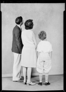 Backs of people for composite with large radio, Southern California, 1929