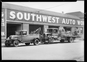 Wrecked truck, 4272 & 4274 South Broadway, Los Angeles, CA, 1931