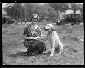 Girl with dog, Southern California, 1930