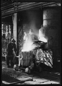 Pouring hot steel, Southern California, 1930