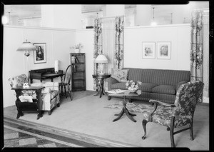 Living room furniture set up, Southern California, 1931