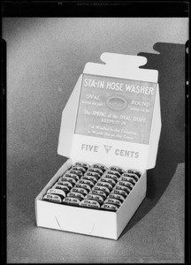 Box of Sta-in hose washers, Southern California, 1933