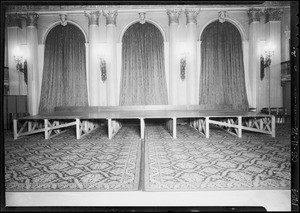 The Gold Room's stage platform at the Biltmore Hotel, Southern California, 1934