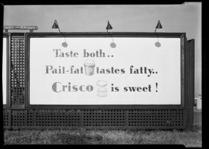 Crisco billboard, Southern California, 1931