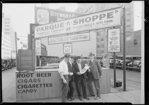 Parque-N-Shoppe auto park, 8th Street and Los Angeles Street, Los Angeles, CA, 1930